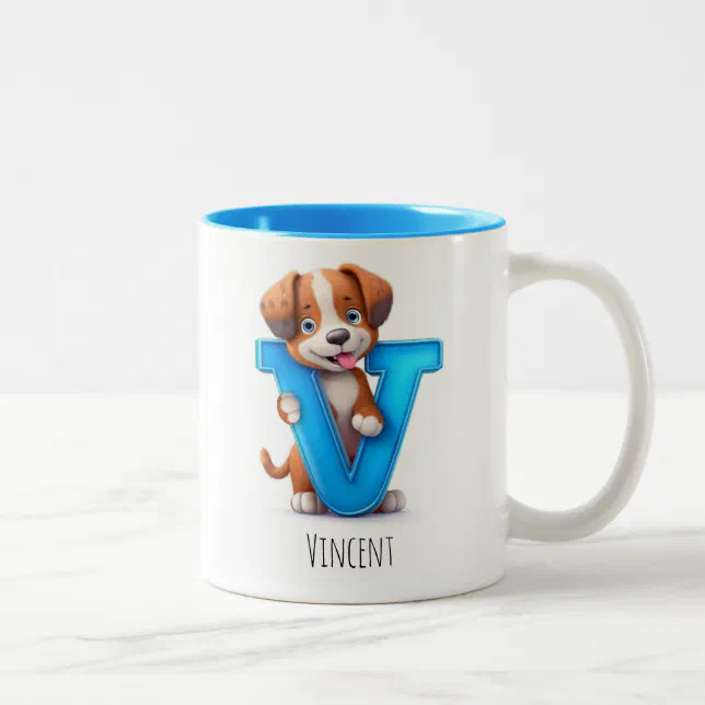 Letter V Dog Alphabet Monogram Coffee Mug