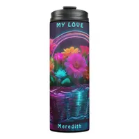 Monogram Brightly Colored Flowers in a Basket | Thermal Tumbler