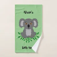 Cute koala with eucalyptus kids  bath towel