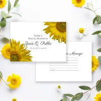 Yellow Sunflower Blossoms Share a Memory Funeral  Note Card