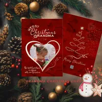 RED Christmas Photo Grandma Foil Holiday Card