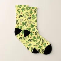 Botanical Herbs and Leaves on Cream Gardening Socks