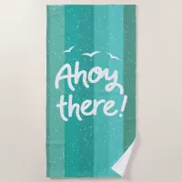 Ahoy There Blue Distressed Blue Striped Nautical Beach Towel