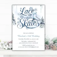 Winter Snow Lace Up Your Skates Ice Skate Birthday Invitation