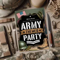 Patriotic Army-Themed Party Military Celebration Invitation