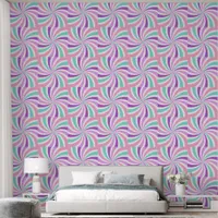 Pink, Purple and Teal Retro Swirls Pattern Wallpaper