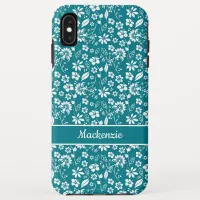 Modern Teal Turquoise Tropical Floral Pattern iPhone XS Max Case