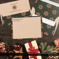 Holly Star Christmas Green Pattern Accents Envelope