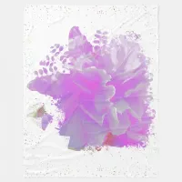 *~* Pink Peony Painting Art Happy Butterfly AR3 Fleece Blanket