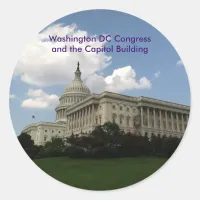 United States Congress and Capitol Classic Round Sticker