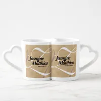 Rustic Elegant Vintage Monogram Burlap Wedding Coffee Mug Set