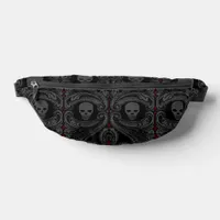 Goth Gray Ornament with Skull Fanny Pack