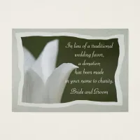 White Tulip Wedding Charity Favor Card