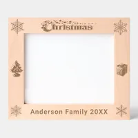 Christmas Custom Family Name Tree Snowflakes 10x8 Etched Frames