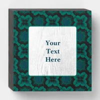 Monogrammed Green Black Tile Pattern Retro Stylish Wooden Box Sign