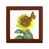Pretty Sunflower and Butterfly Jewelry Box
