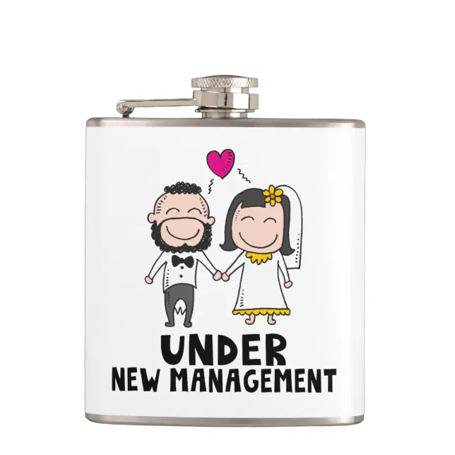 Wedding Cartoon - Under New Management Flask