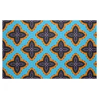 Turquoise Orange & Black Stylish Geometric Pattern Fabric