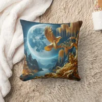 Eagle on a Branch in Moonlight Throw Pillow