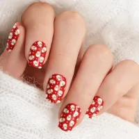 Red Vintage Santa Claus Face Watercolor Christmas Minx Nail Art