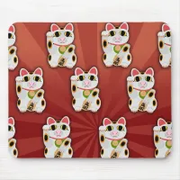 Classic White Lucky Cat Pattern Mouse Pad