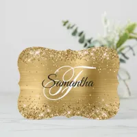 Glittery Gold Foil Fancy Monogram Place Card