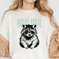 Feelin' Feral Heart Sunglasses Raccoon Tri-Blend Shirt