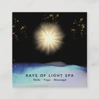 *~* Light Rays Healing Universe Energy Stars Square Business Card