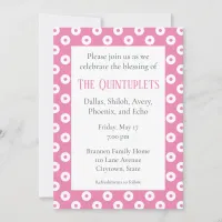 Pink & White Polka-Dots Multiple Baby Blessing Inv Invitation