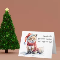 Adorable Fox in Festive Christmas Winter Sweater  Card