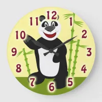 Super Cute Panda Fun Cartoon Art Design Large Clock