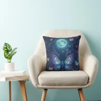 Mystical Moonlit Fairy in a Enchanted Garden Throw Pillow