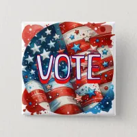 Red, White and Blue Patriotic Vote  Button