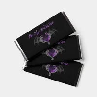 Goth Purple Heart With Bat Wings Personalize Hershey Bar Favors