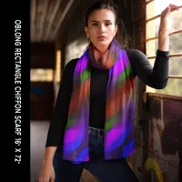 Neon Blue Purple Green Orange Abstract Long Scarf