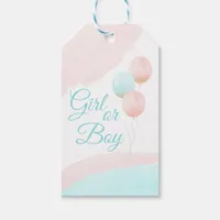 Pink and Blue Balloons Boy or Girl Gender Reveal Gift Tags