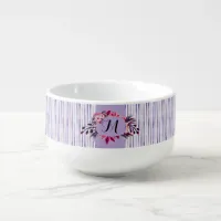 Watercolor Lavender Purple Stripes Floral Frame Soup Mug