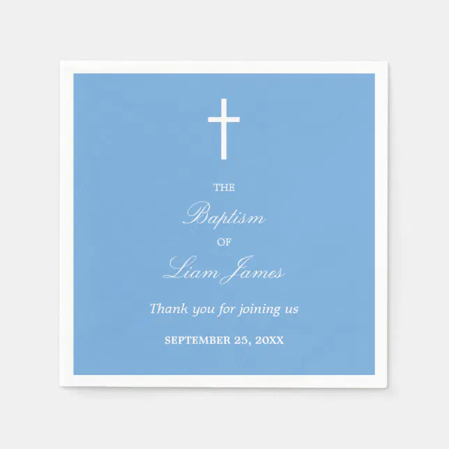 Stylish Blue Baptism Party Napkins