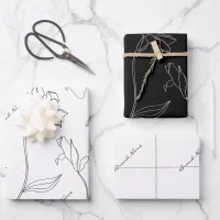 Elegant Simple Black And White Wrapping Paper Sheets