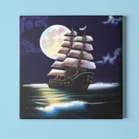 Illuminated Ship on the Ocean under the Moon Acrylic Print