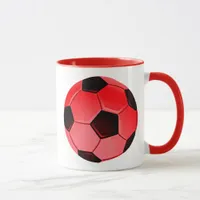 Red American Soccer or Association Football Ball Mug