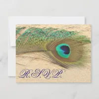 blue peacock  rsvp cards