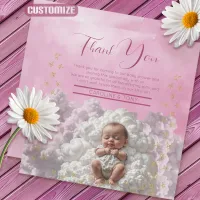 Baby On Cloud Pink Baby Shower Thank You Card