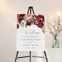 Burgundy Blush Floral Wedding Welcome Sign