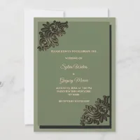 Modern Luxury Earth tone Sage Green & Gold Classic Invitation