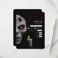 Red-Eyed Skull Gothic Spider Candle - Dark Moody RSVP Card