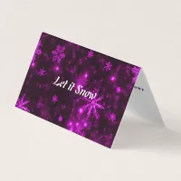 Snowflakes Purple Background Tent Fold Cards