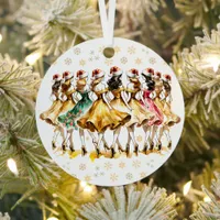 Nine Ladies Dancing | Twelve Days of Christmas Metal Ornament