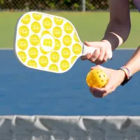 Pickleball Yellow White Patterned Monogram  Pickleball Paddle