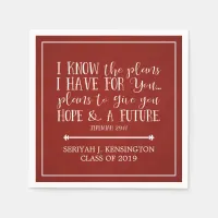 Modern Christian Bible Verse Red Graduation Napkins